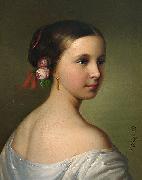 unknow artist Portrait of a young woman with roses in her hair china oil painting artist